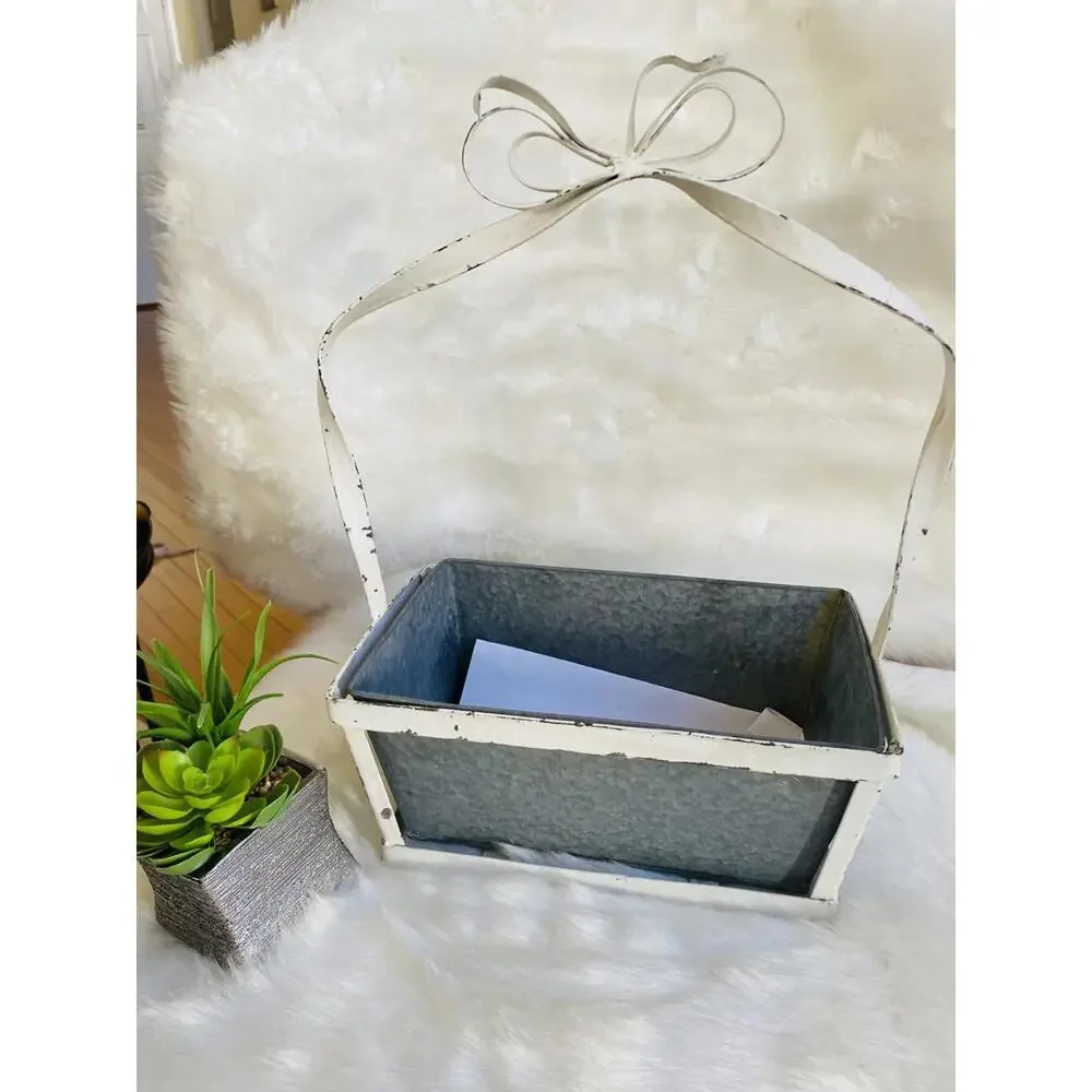 Decorative Metal Basket with Bow Handle